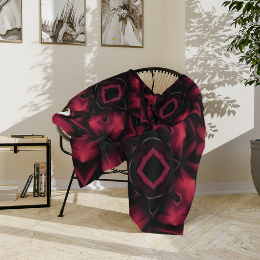 Velveteen Microfiber Blanket — Red & Black Gothic Inspired Throw