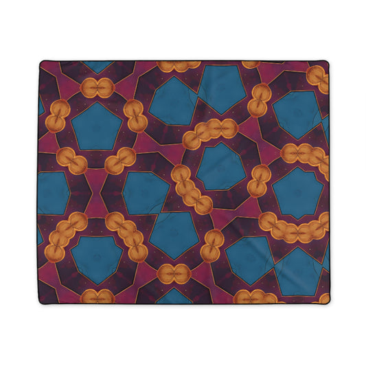 Geometric Kaleidoscope Polyester Blanket β Bold Blue & Gold Pattern Throw