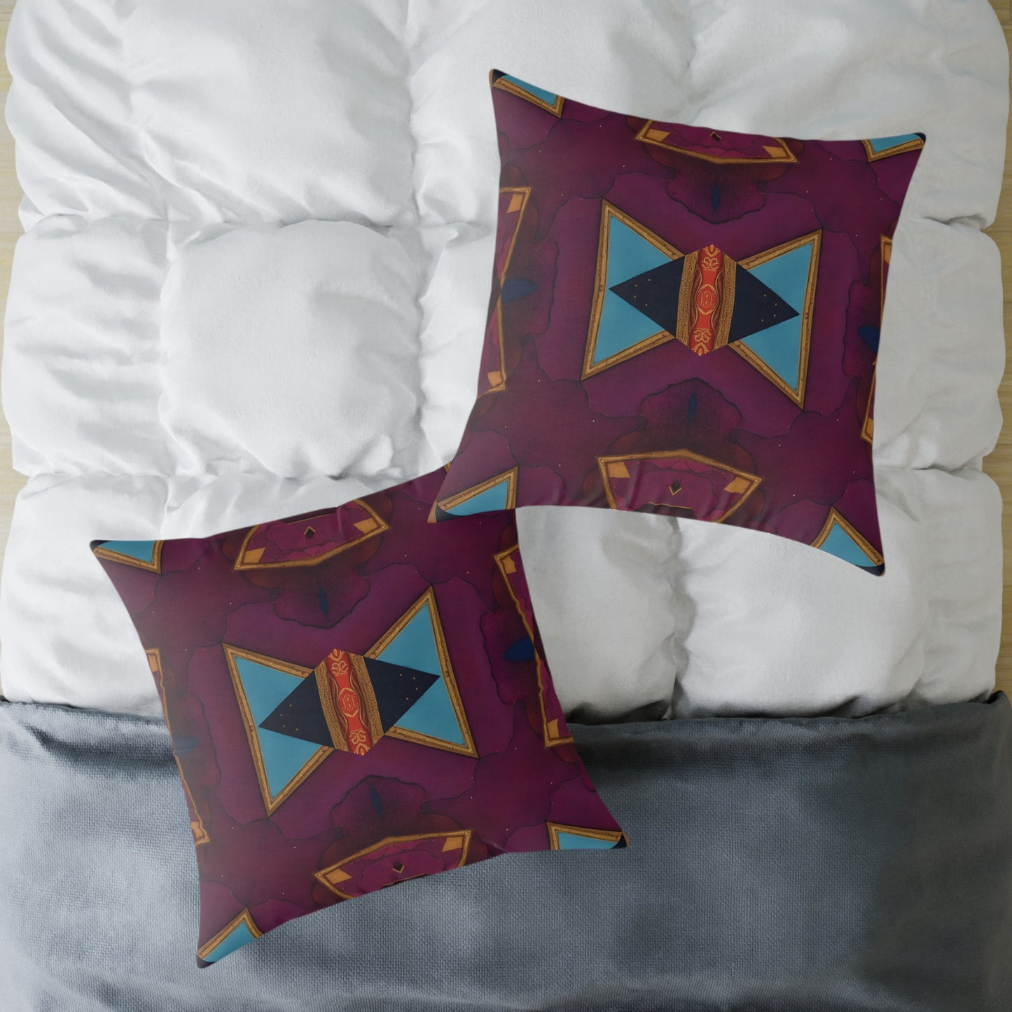 Bohemian Square Poly Canvas Cushion - Vibrant Decorative Cushion for Home Decor