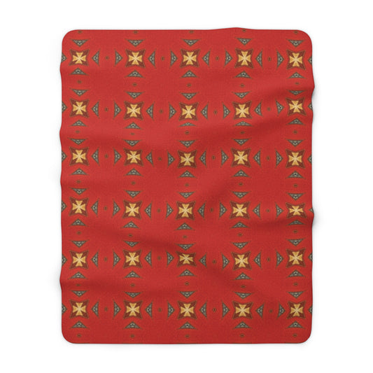 Red Floral Sherpa Blanket – Cozy Plush Fleece Throw with Tiny Daisy Pattern