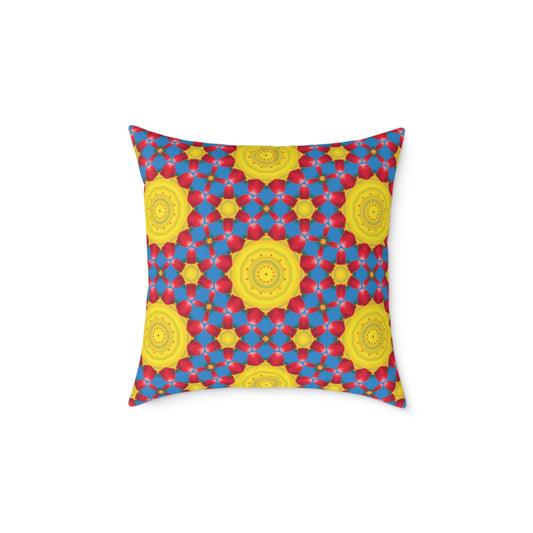 Retro Kaleidoscope Floral Throw Pillow