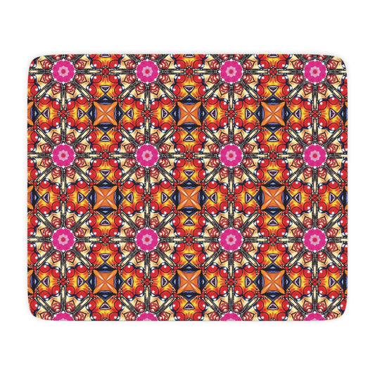 Kaleidoscope Floral Sherpa Blanket — Tan Reversible Cozy Throw