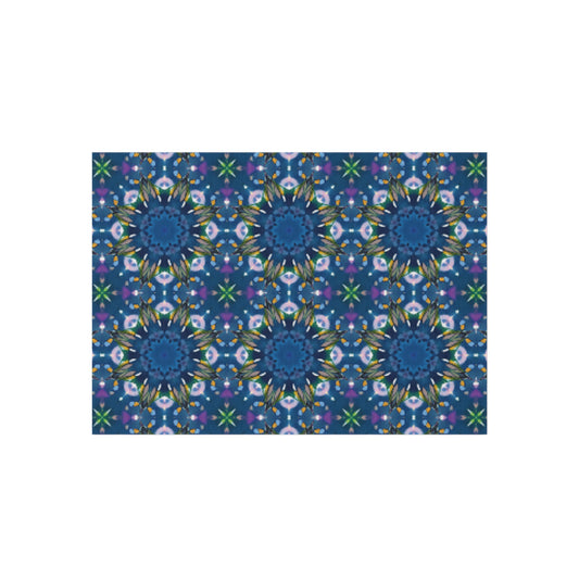 Blue Mandala Outdoor Rug — Weatherproof Patio Mat for Porch, Deck, Garden