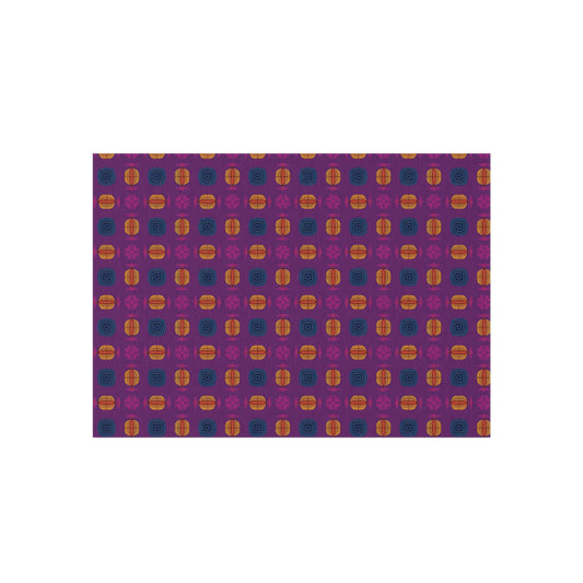 Outdoor Rug — Modern Geometric Patio Mat (Purple & Orange Dot Pattern)