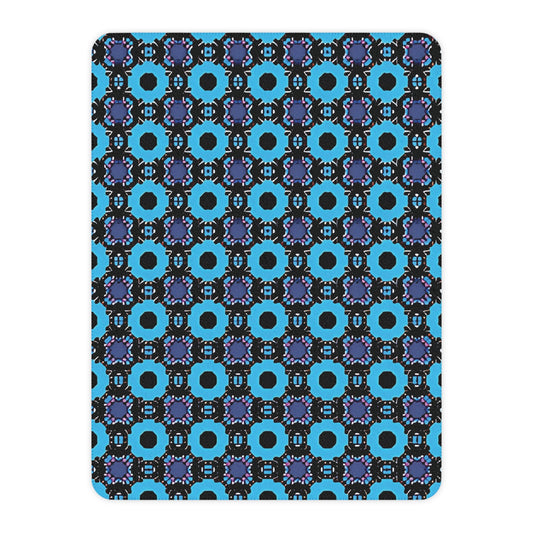 Tan Sherpa Blanket — Reversible Blue Geometric Fleece Throw for Cosy Home & Gifts