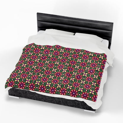 Velveteen Plush Blanket — Festive Geometric Kaleidoscope Throw