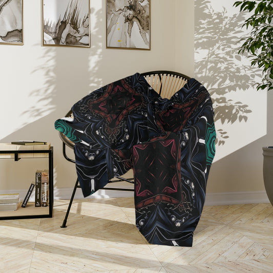 Velveteen Microfiber Blanket — Dark Geometric Kaleidoscope Throw