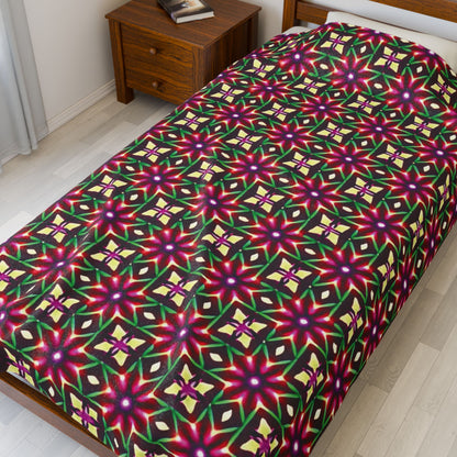Velveteen Plush Blanket — Festive Geometric Kaleidoscope Throw