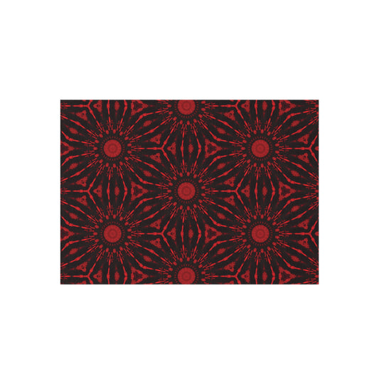 Red Kaleidoscope Outdoor Rug – Durable Patio Mat with Geometric Floral Pattern
