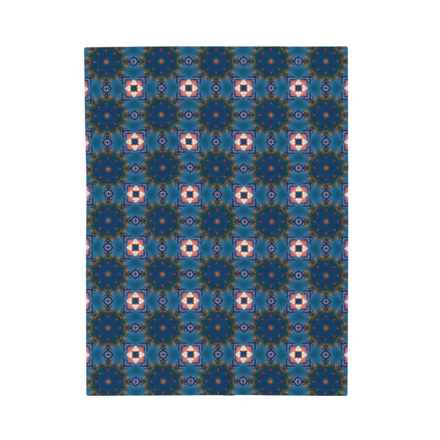 Velveteen Plush Blanket — Blue Kaleidoscope Pattern Cosy Throw