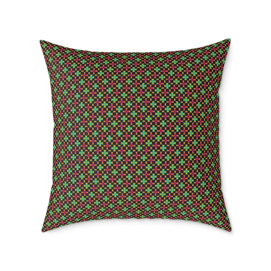 Holiday Clover Pattern Pillow - Red & Green Decorative Throw Pillow