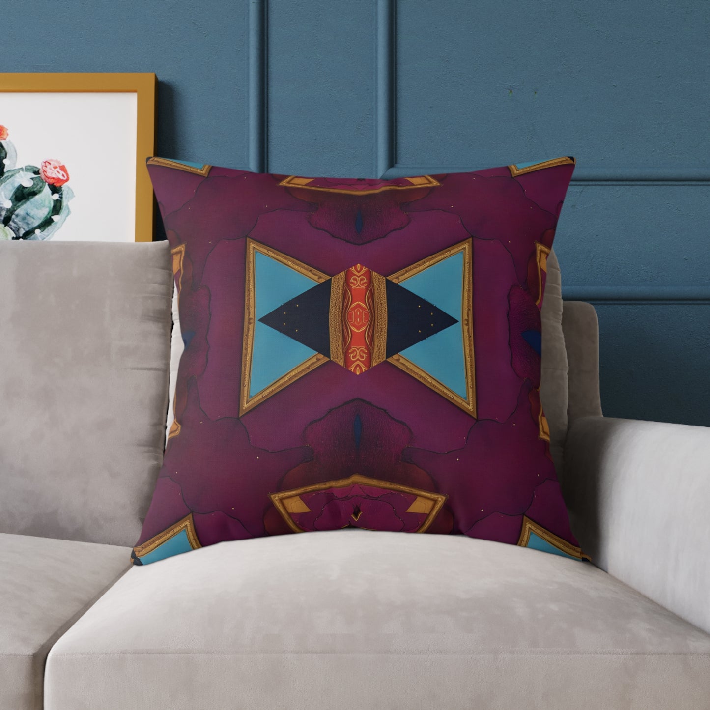 Bohemian Square Poly Canvas Cushion - Vibrant Decorative Cushion for Home Decor