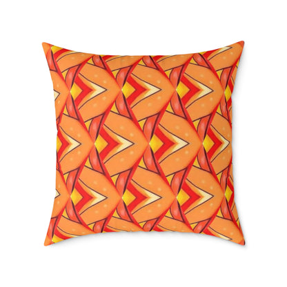 Retro Sunset Square Cushion  — Orange Patterned Decorative Cushion