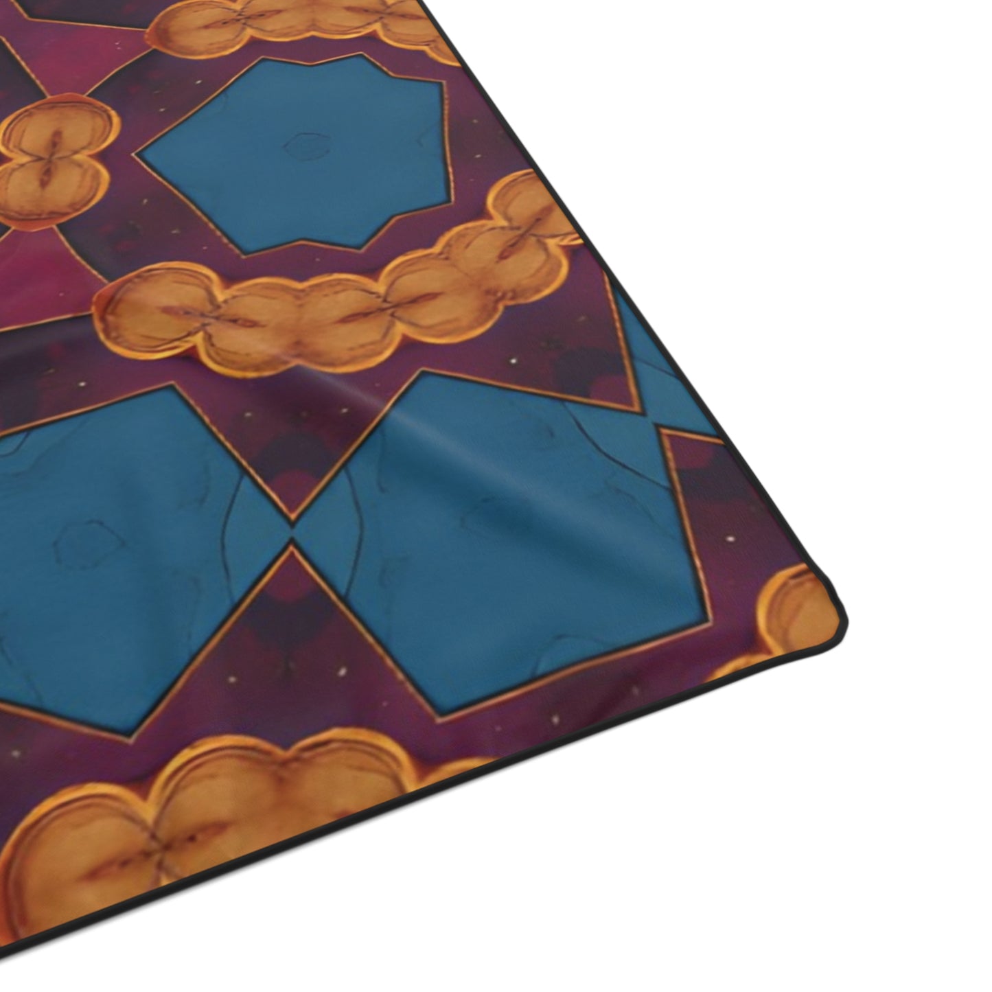 Geometric Kaleidoscope Polyester Blanket — Bold Blue & Gold Pattern Throw