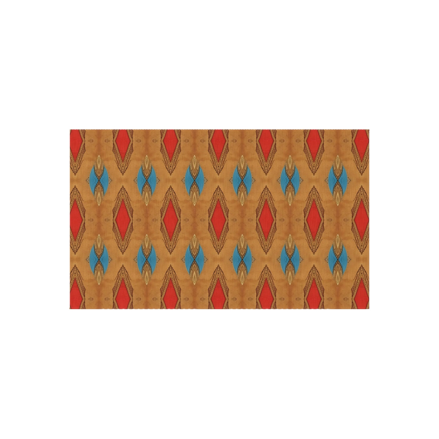 Outdoor Rug — Southwestern Diamond Pattern Patio Mat (Red & Blue Geometric)