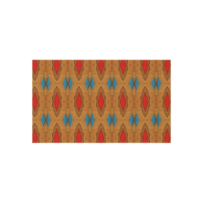 Outdoor Rug — Southwestern Diamond Pattern Patio Mat (Red & Blue Geometric)