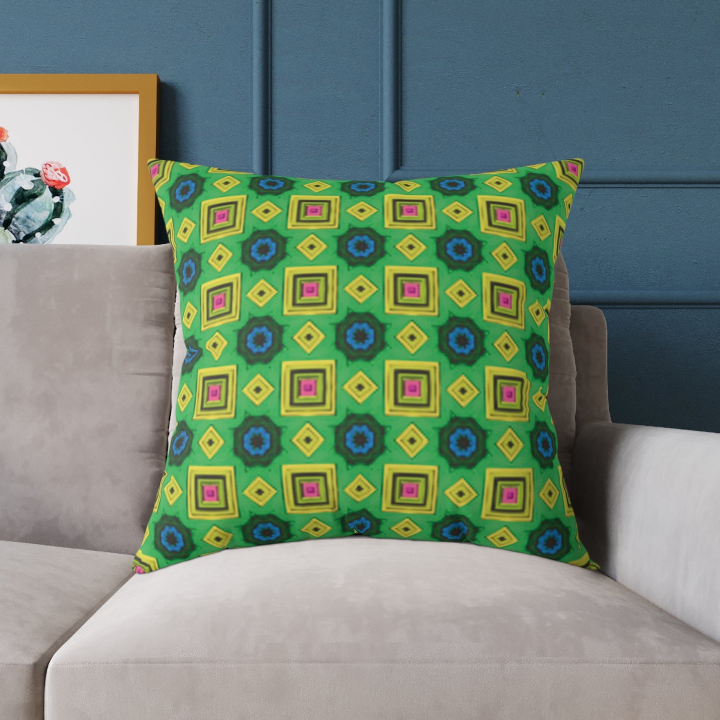 Square Psychedelic Poly Canvas Cushion