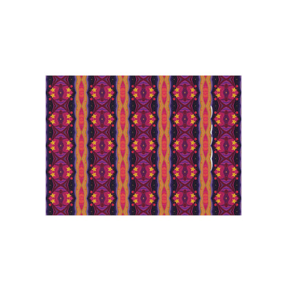 Boho Sunset Stripe Outdoor Rug — Vibrant Purple & Orange Patio Mat