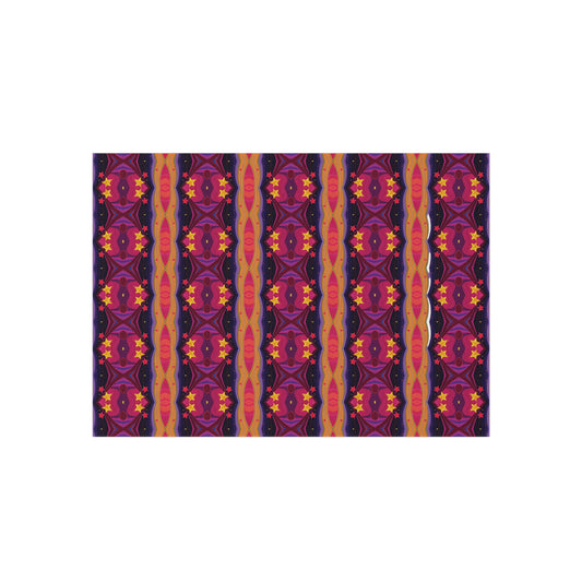 Boho Sunset Stripe Outdoor Rug — Vibrant Purple & Orange Patio Mat