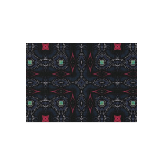 Gothic Inspired Kaleidoscope Outdoor Rug — Dark Geometric Patio Mat