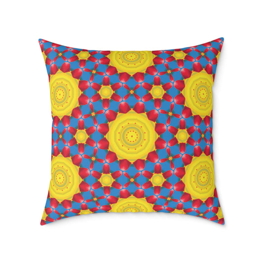 Retro Kaleidoscope Floral Throw Pillow