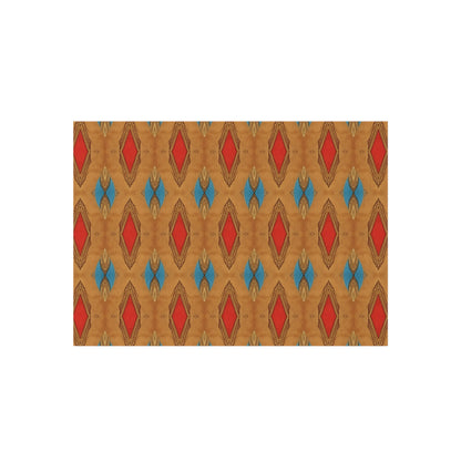 Outdoor Rug — Southwestern Diamond Pattern Patio Mat (Red & Blue Geometric)