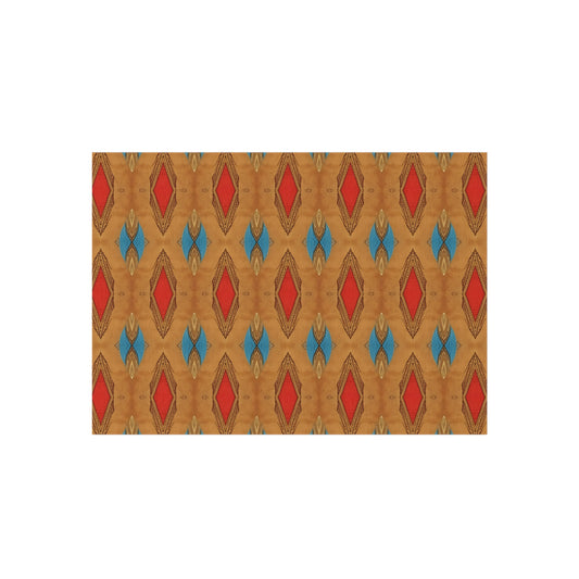 Outdoor Rug — Southwestern Diamond Pattern Patio Mat (Red & Blue Geometric)