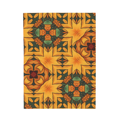 Autumn Kaleidoscope Velveteen Plush Blanket — Cosy Fall Floral Throw C1