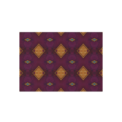 Boho Diamond Outdoor Rug – Purple & Gold Geometric Patio Mat