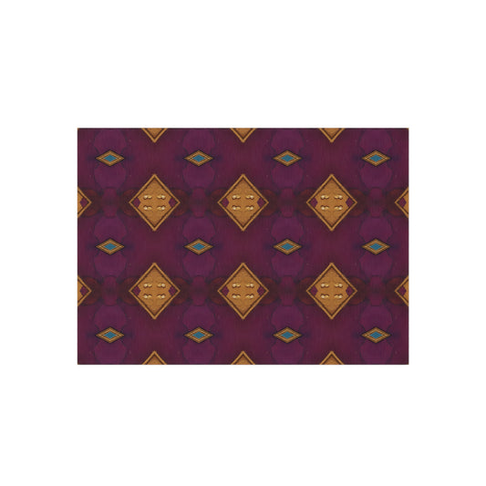 Boho Diamond Outdoor Rug – Purple & Gold Geometric Patio Mat