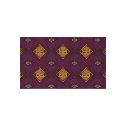 Boho Diamond Outdoor Rug – Purple & Gold Geometric Patio Mat