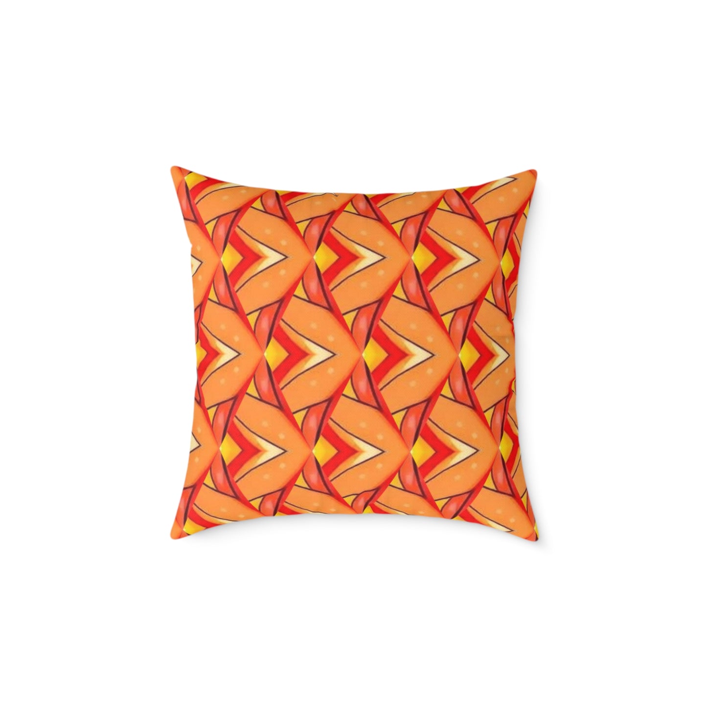 Retro Sunset Square Cushion  — Orange Patterned Decorative Cushion