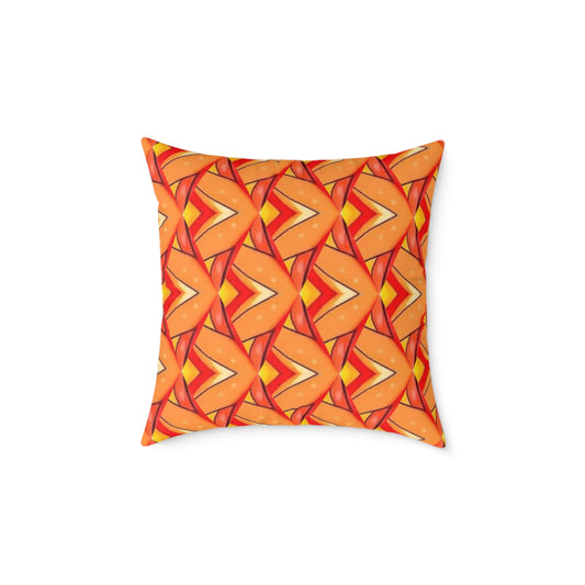 Retro Sunset Square Cushion  — Orange Patterned Decorative Cushion