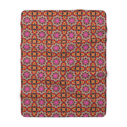 Mandala Inspired Kaleidoscope Sherpa Blanket – Plush Fleece  with Vibrant Geometric Floral Pattern