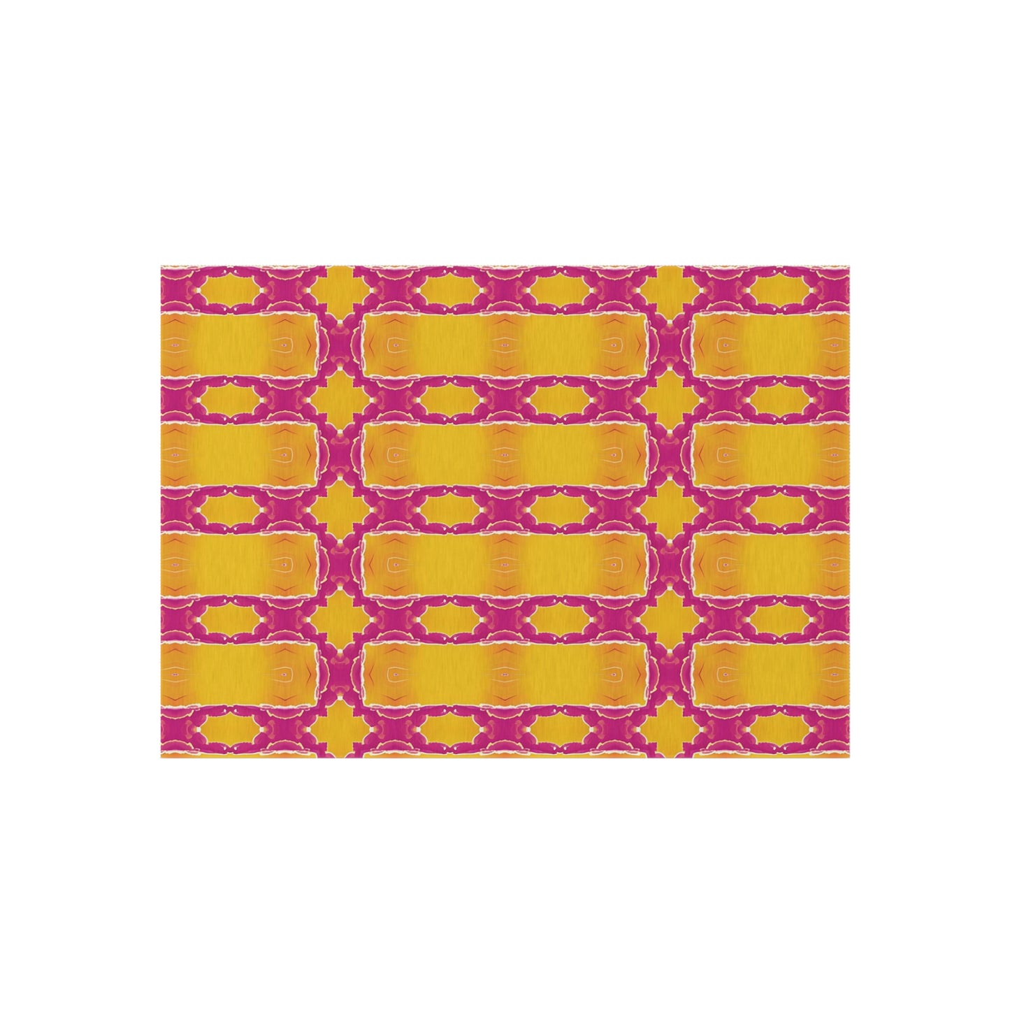 Bold Geometric Outdoor Rug — Sunshine Yellow & Magenta Patio Mat