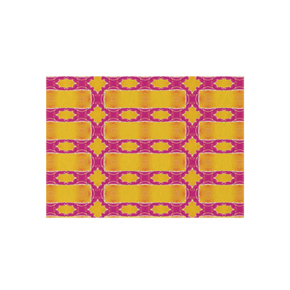 Bold Geometric Outdoor Rug — Sunshine Yellow & Magenta Patio Mat