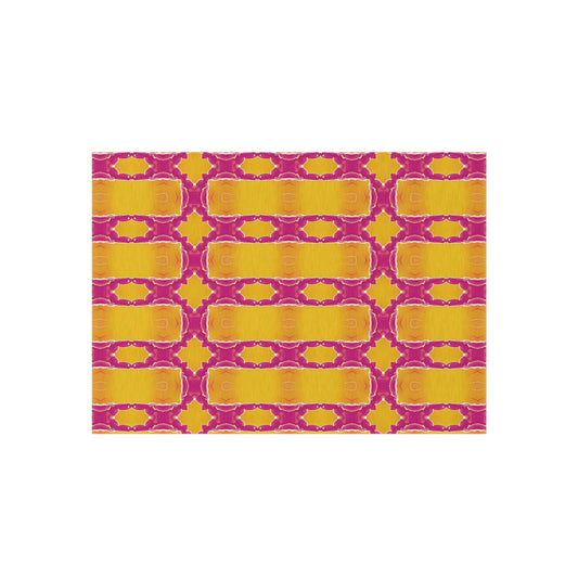 Bold Geometric Outdoor Rug — Sunshine Yellow & Magenta Patio Mat
