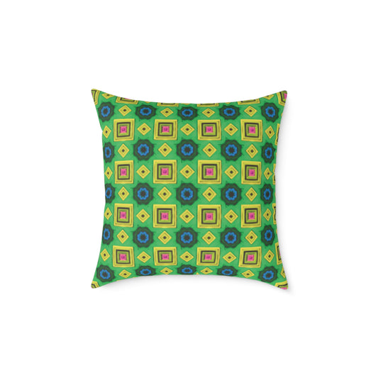 Square Psychedelic Poly Canvas Cushion