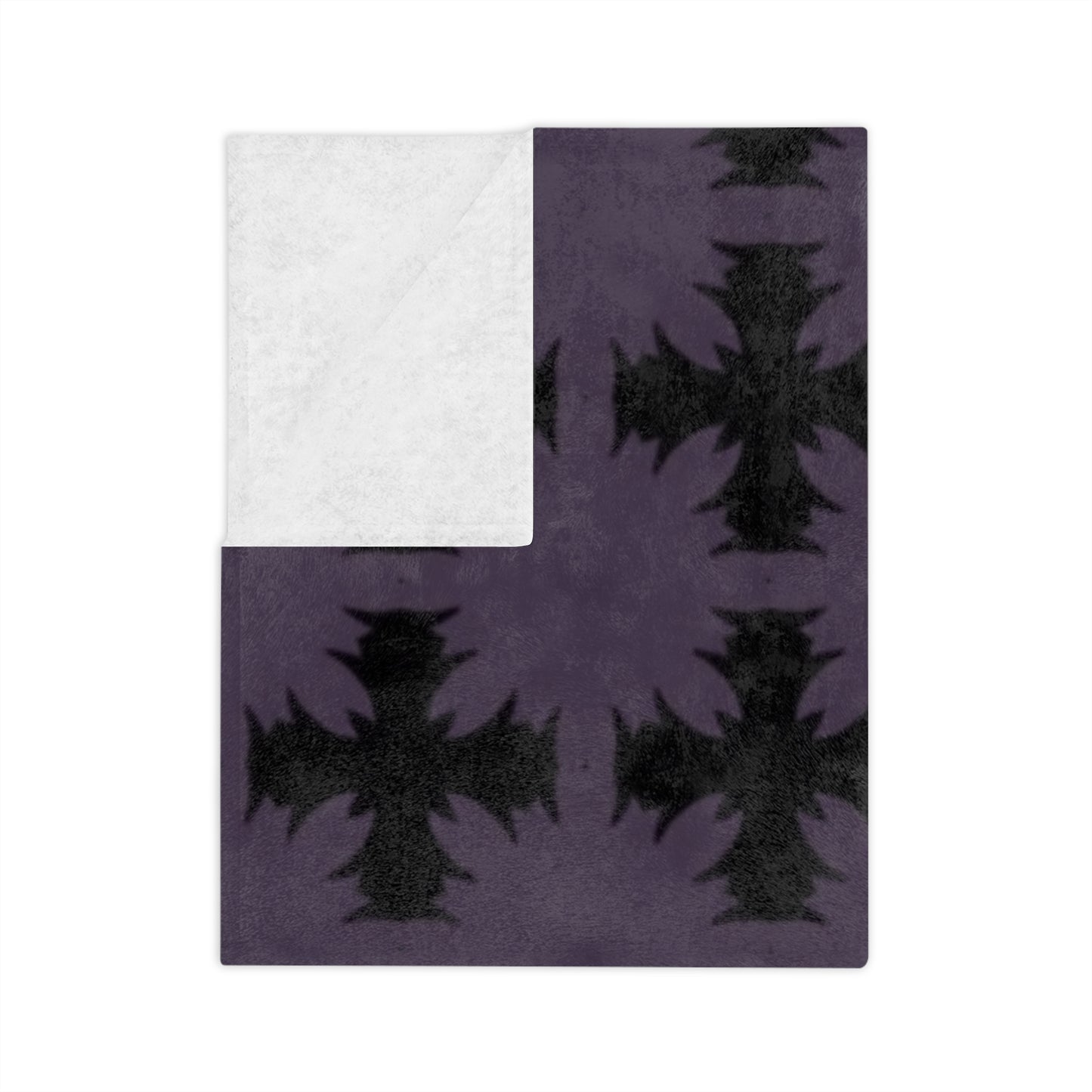 Velveteen Microfiber Blanket — Black & Purple Geometric Star Plaid Throw