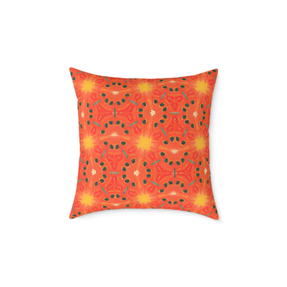 Cosmic Bloom Vibrant Geometric Pattern Cushion