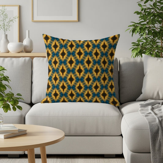 Decorative Blue and Gold Abstract Pattern Cushions / Pillows