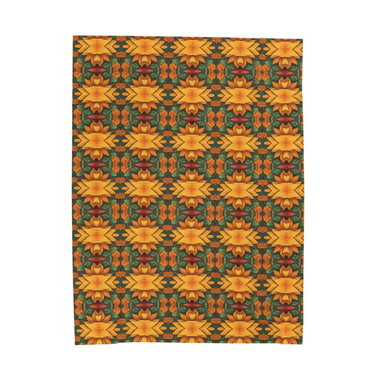 Autumn Kaleidoscope Velveteen Plush Blanket — Warm Fall Pattern Throw