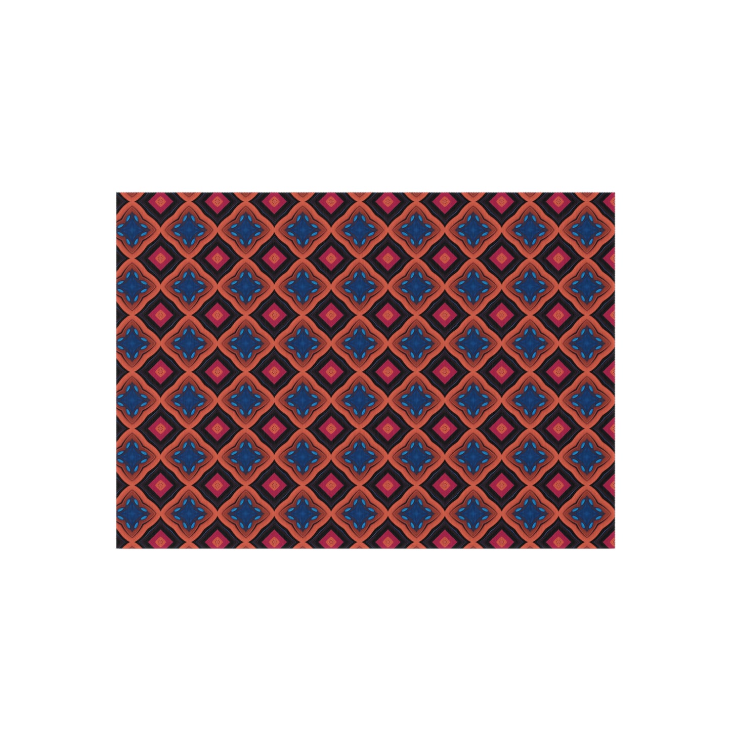 Outdoor Rug - Bohemian Geo Diamond Patio Rug (Red & Navy)
