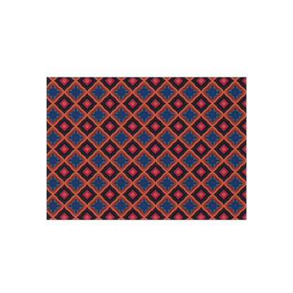 Outdoor Rug - Bohemian Geo Diamond Patio Rug (Red & Navy)