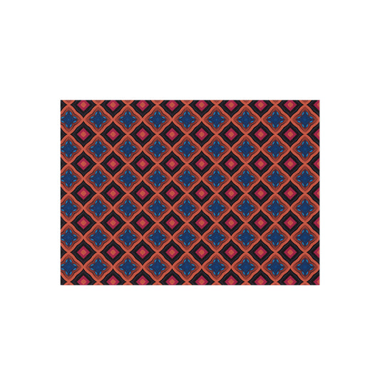 Outdoor Rug - Bohemian Geo Diamond Patio Rug (Red & Navy)