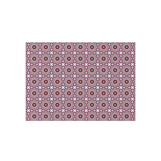 Playful Retro Tile Outdoor Rug — Pink Geometric Patio Mat