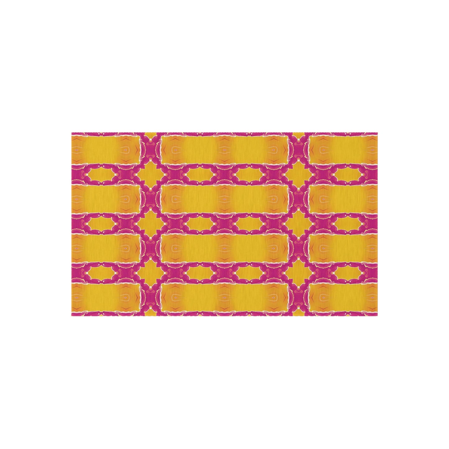 Bold Geometric Outdoor Rug — Sunshine Yellow & Magenta Patio Mat