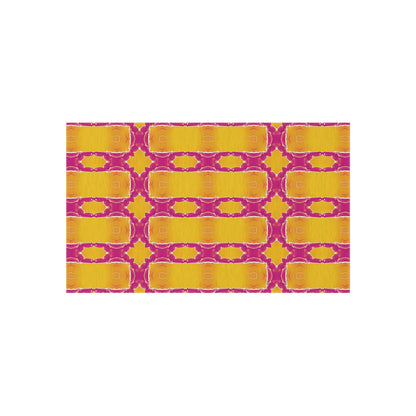 Bold Geometric Outdoor Rug — Sunshine Yellow & Magenta Patio Mat