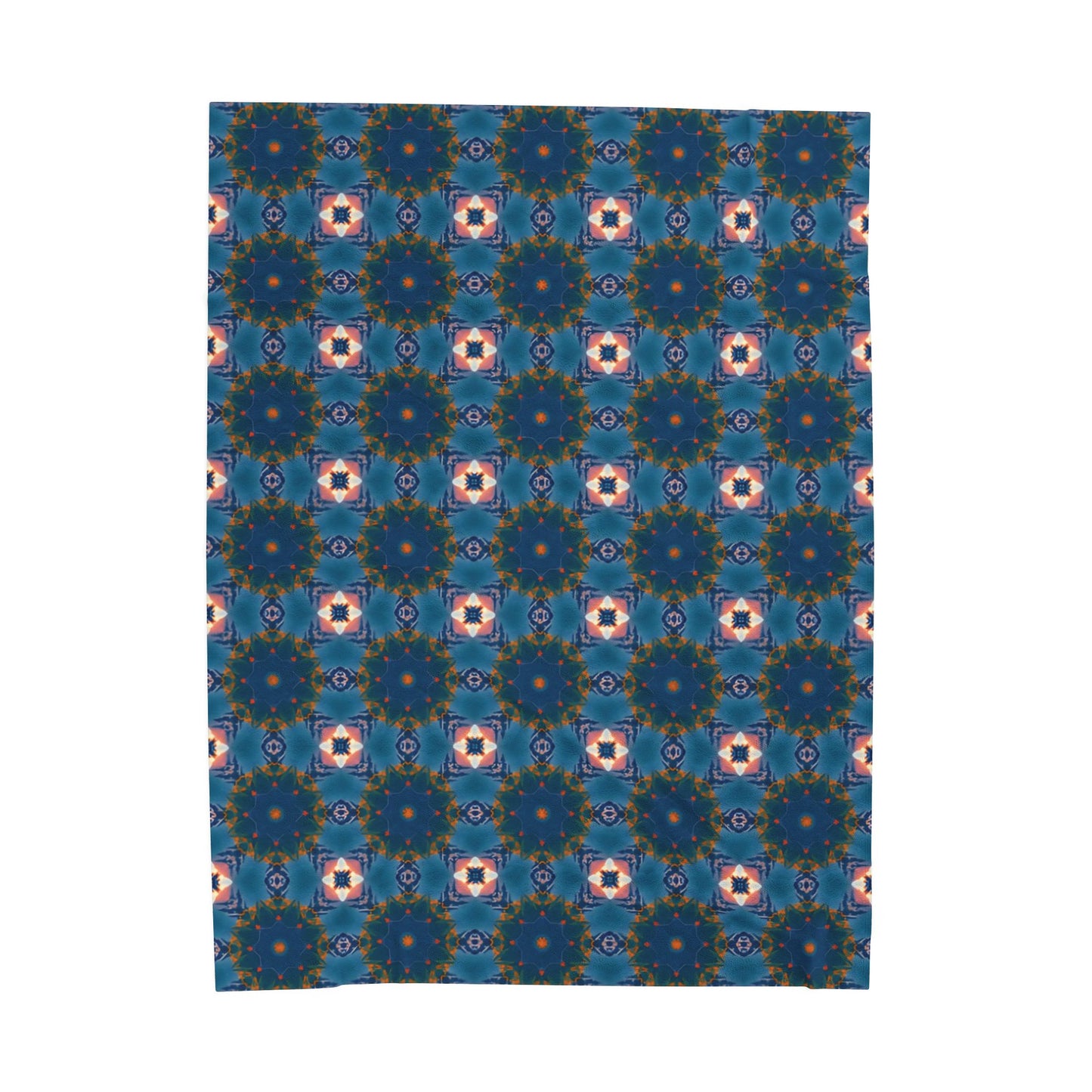 Velveteen Plush Blanket — Blue Kaleidoscope Pattern Cosy Throw