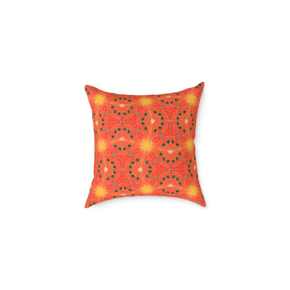 Cosmic Bloom Vibrant Geometric Pattern Cushion